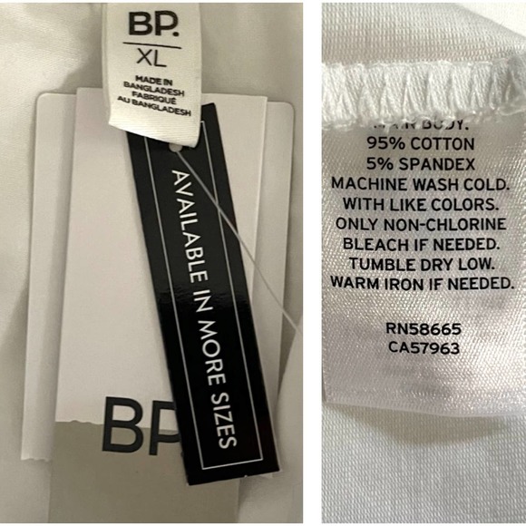 BP White Stretch Cotton Long Sleeve Thong Bodysuit NEW XL - Picture 3 of 4